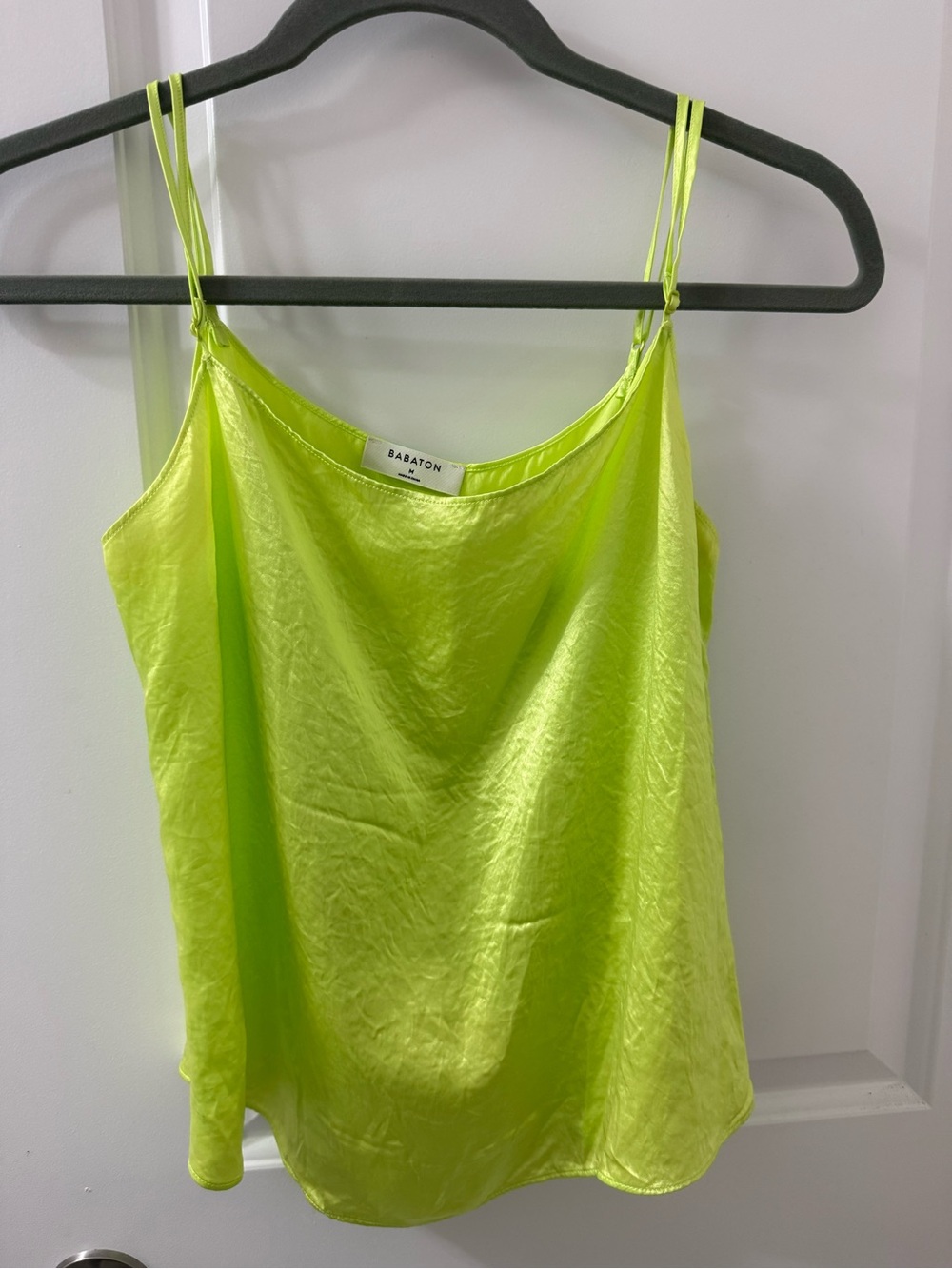 Babaton Neon Lime Satin Camisole Tank